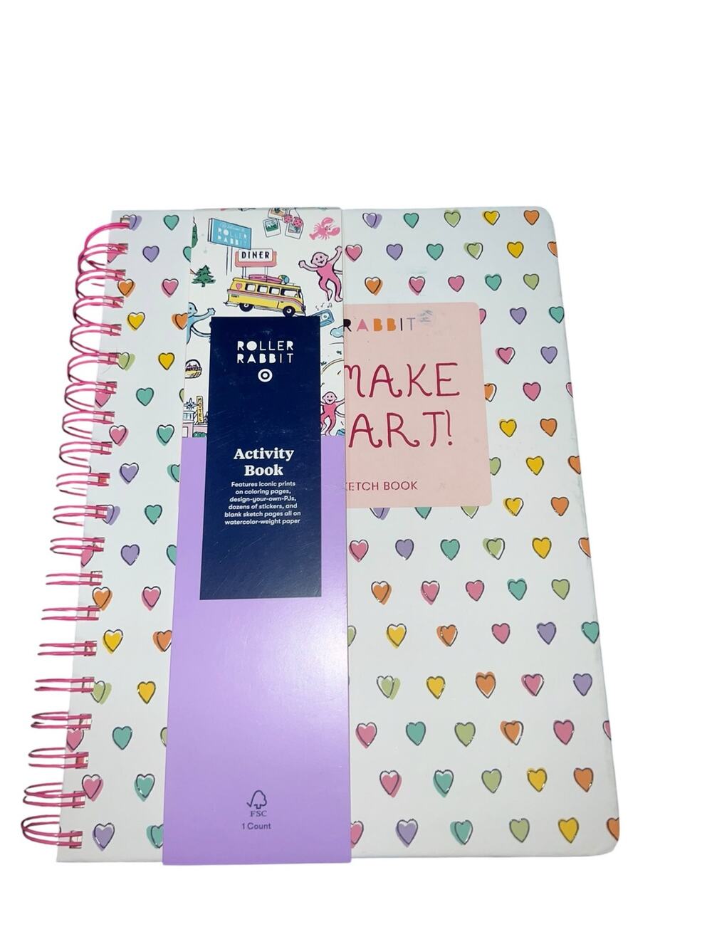 NWT Target x Roller Rabbit 90 Pages Disco Hearts Wave Coloring & Sketchbook